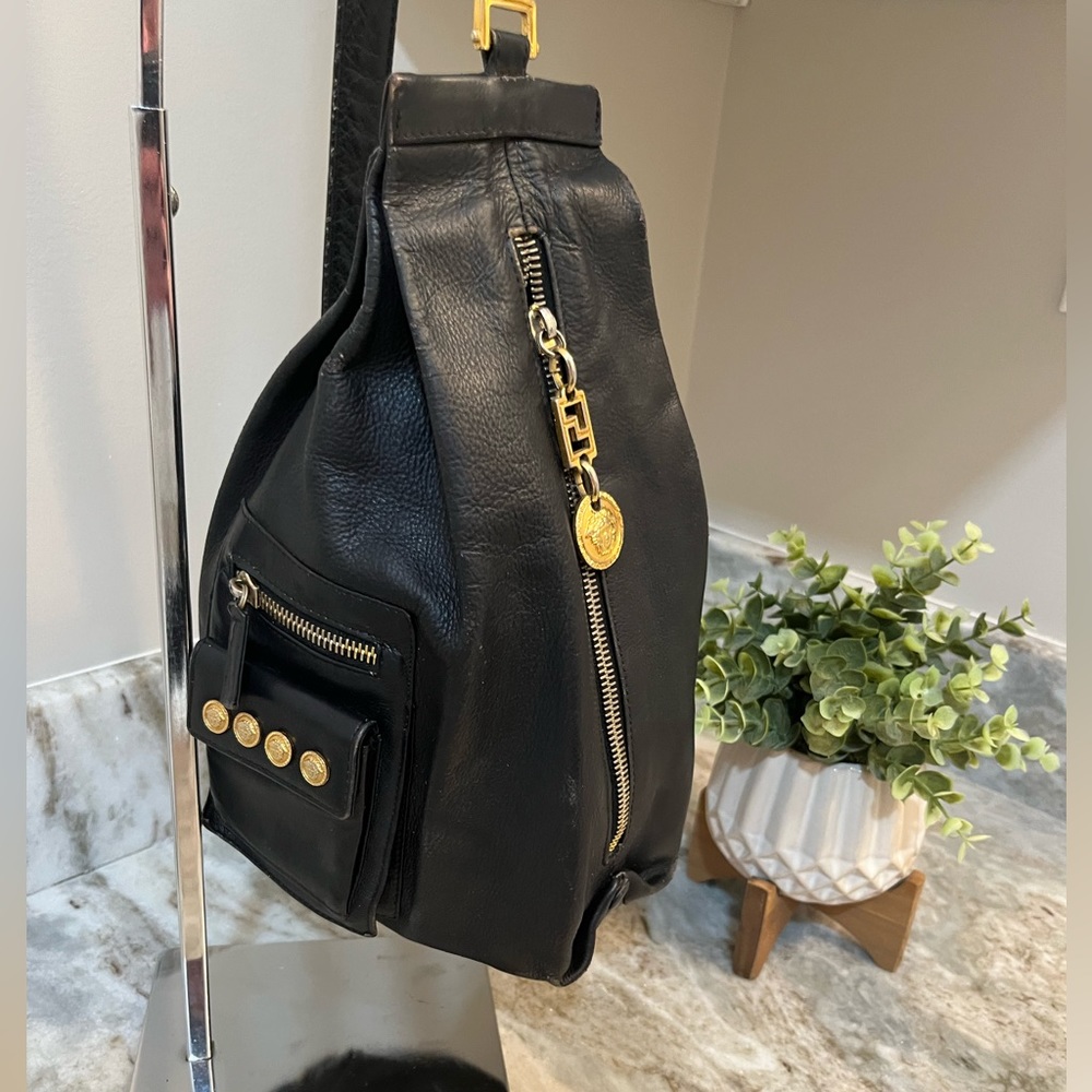 Gianni Versace Vintage Pyramid Triangle Bag Leather 80s Used Condition